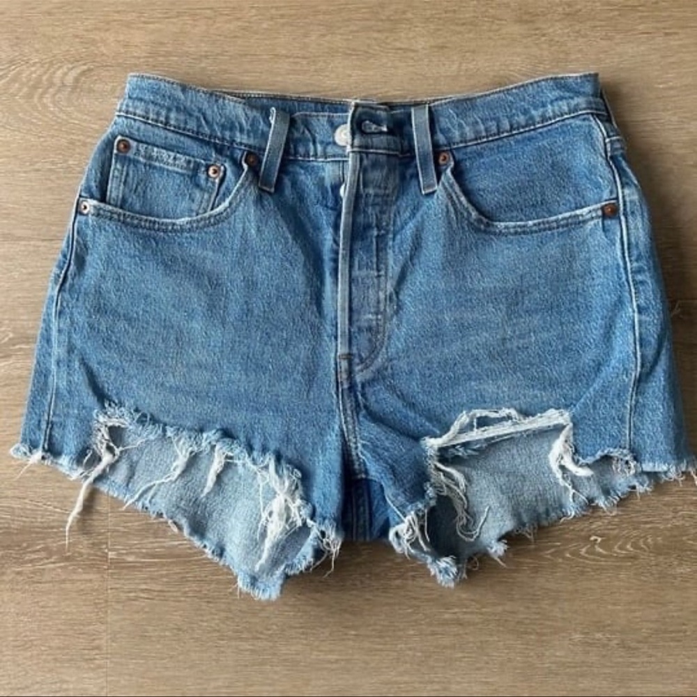 Levi's Blue Distressed Jean Shorts
